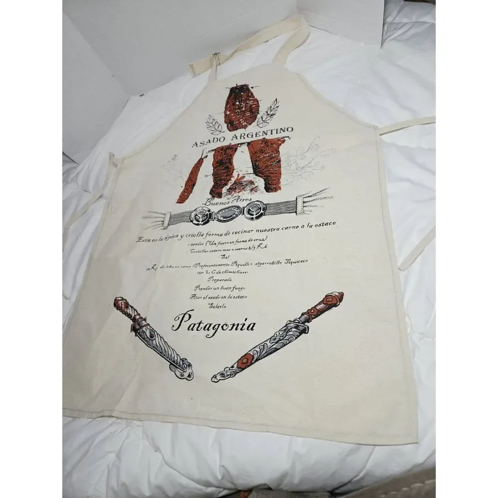 Patagonia Apron Delantal Asado Argentino Recipe Cortes Canvas Vtg Buenos Aires
